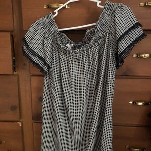 Gingham off the shoulder mini dress!